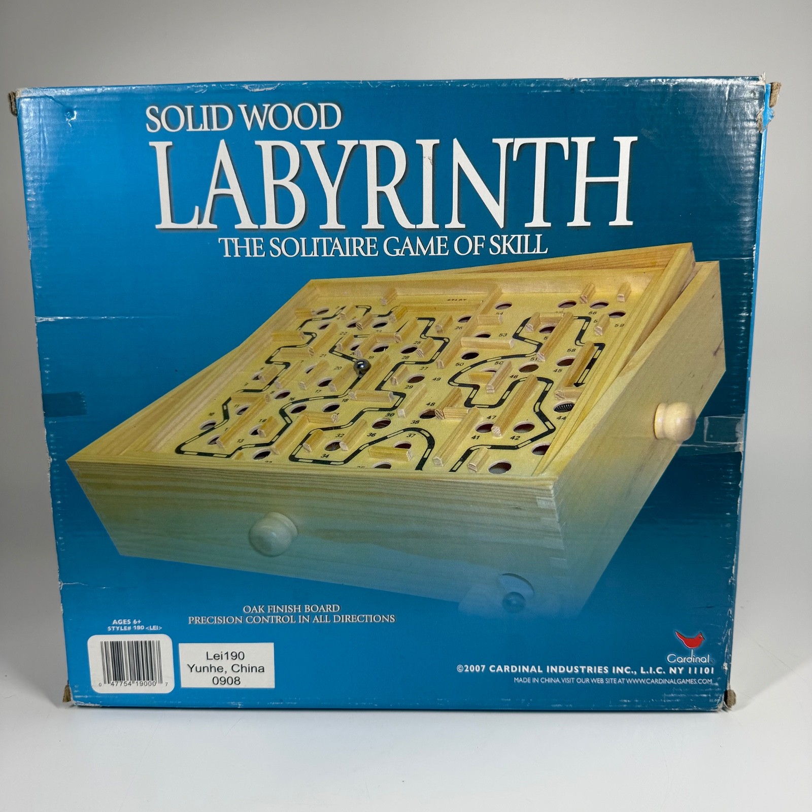 Vintage 2007 Cardinal Solid Wood Labyrinth Oak Finish Solitaire Game of Skill Ma