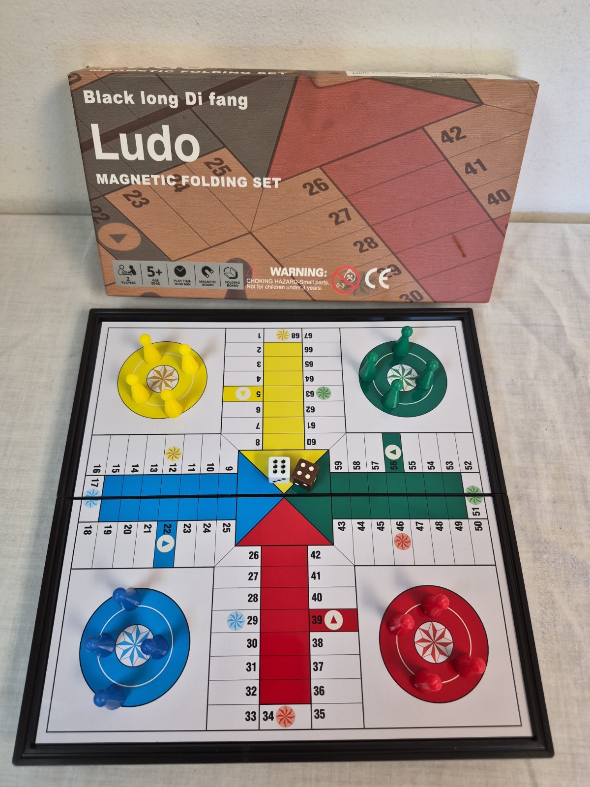 Magnetic Ludo Board Game Travel Folding Mini Set Family Fun Portable 9.75″