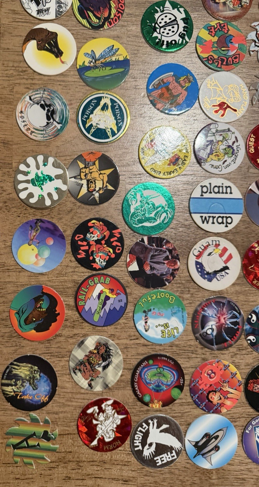 Vintage 1990s POG Lot 200+ Milk Caps Poison Marvel Ghostbusters Foil