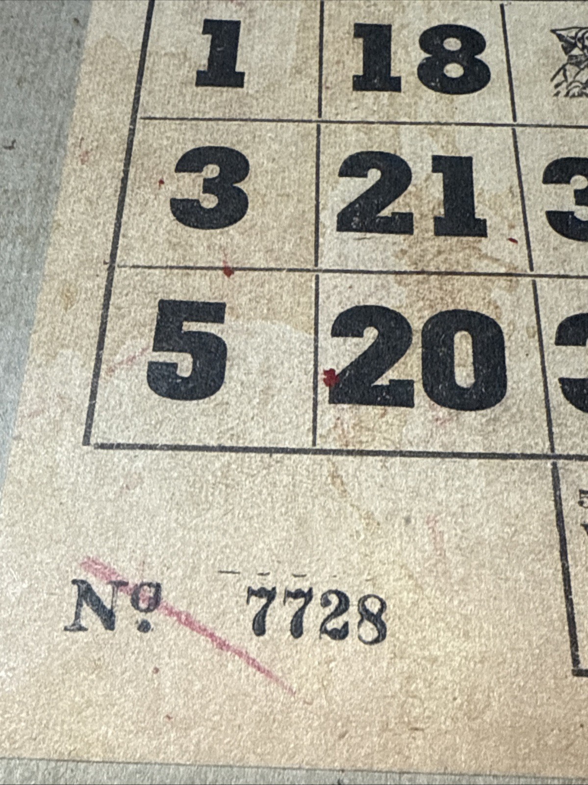 1930s Lg heavy Double BINGO Card Vtg Joker Center USA 12 Ways to Win