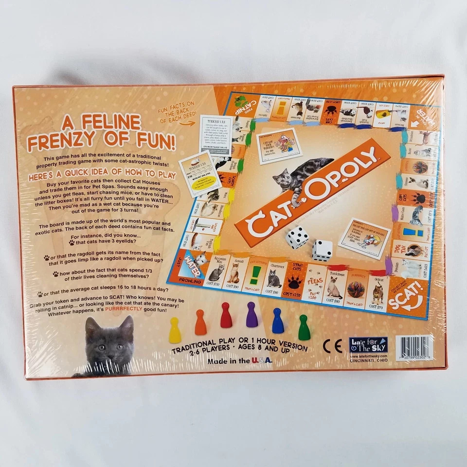 Cat OpolyCat’s Meow Board Game NEW Cats, Purr, Catnip Age 8 up 2-6 player