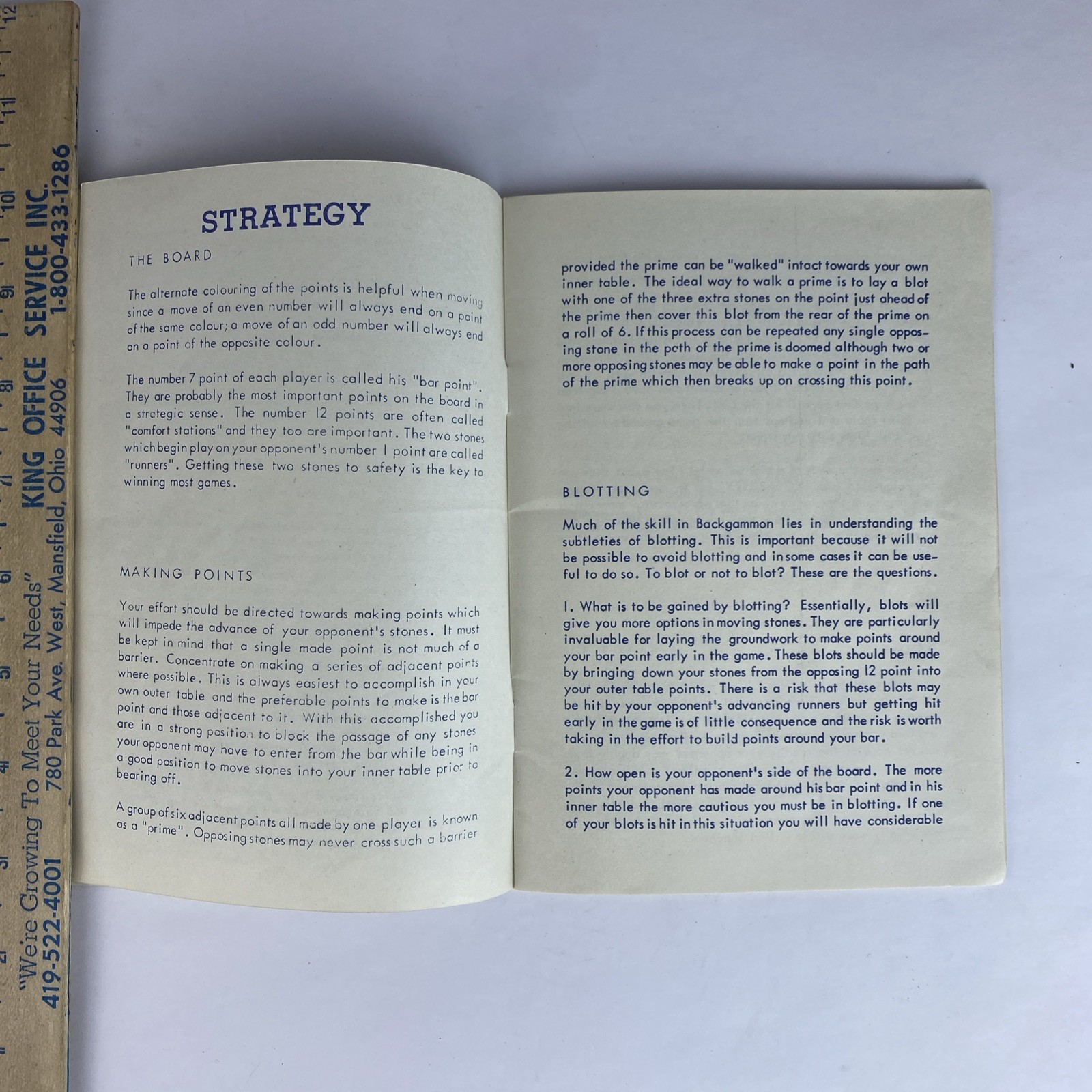 Vintage Backgammon Instruction Manual English French 7.5×5.5 1970s/80s