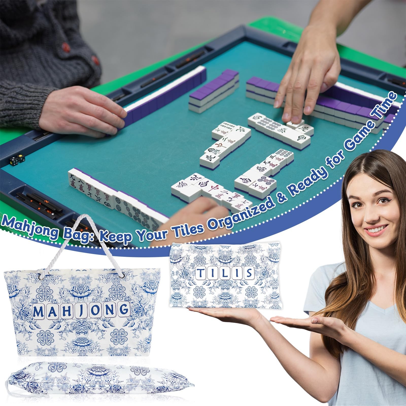 3 Pcs Empty Mahjong Bag Set for Tiles and Racks American Mahjong Case Travel …