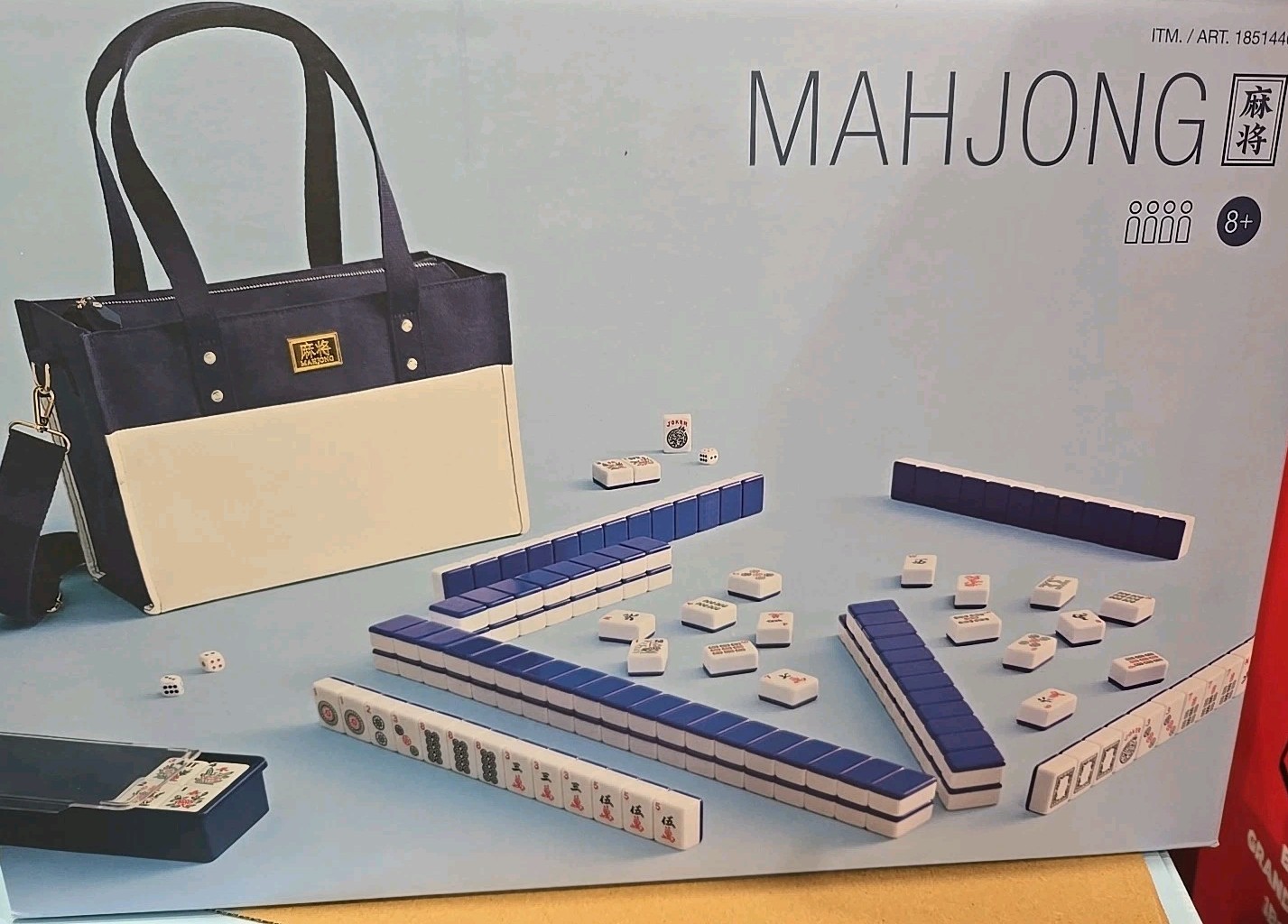 Mahjong Tile Set with Storage Tote 166pc Oversized Tiles 8+ Years – New