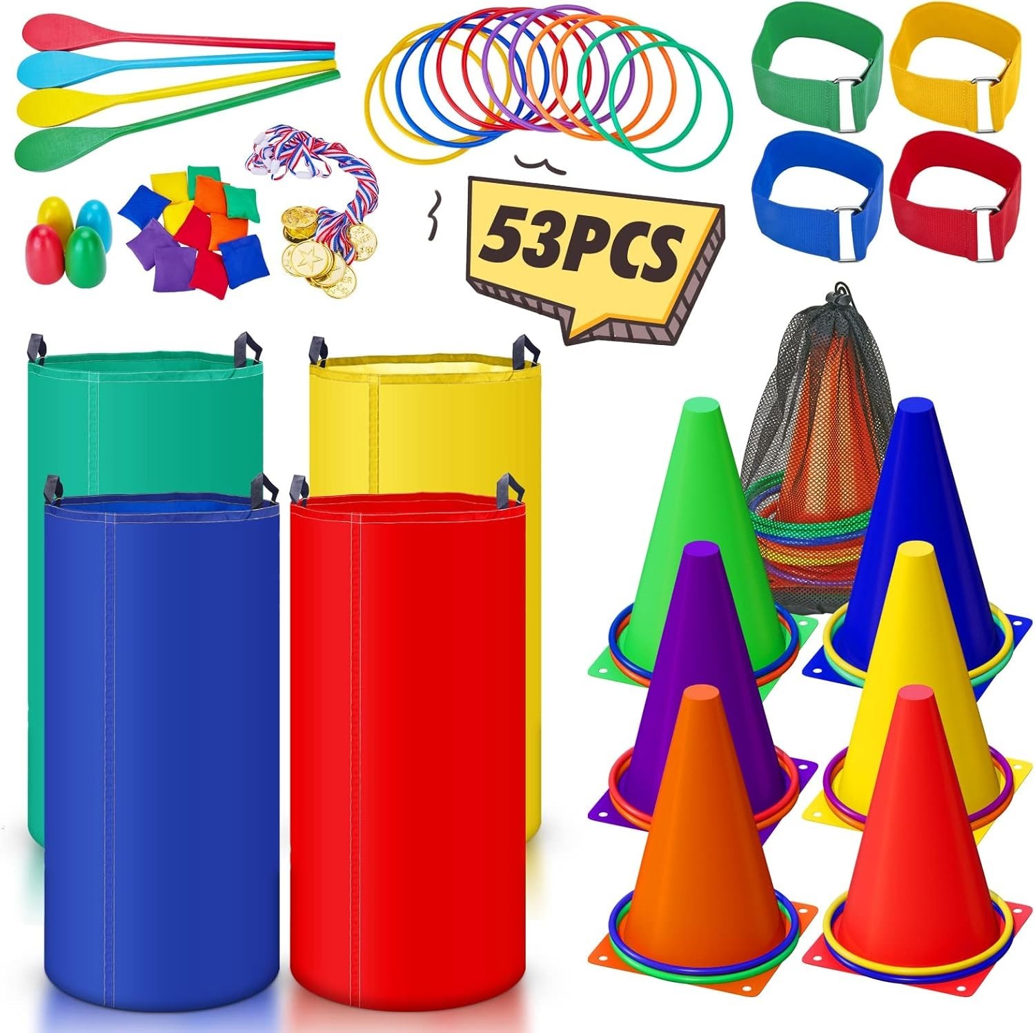 53PCS Outdoor Carnival Game Set For Kids Adults Family Birthday Party Games