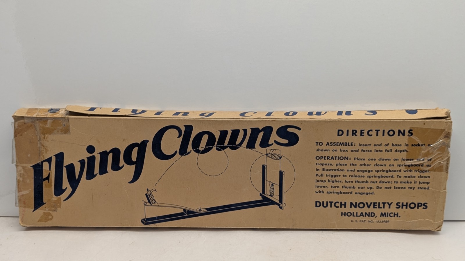 1920s Vintage Rare Flying Clowns Toy Dutch Novelty Wood Flip Game Pieces Circus