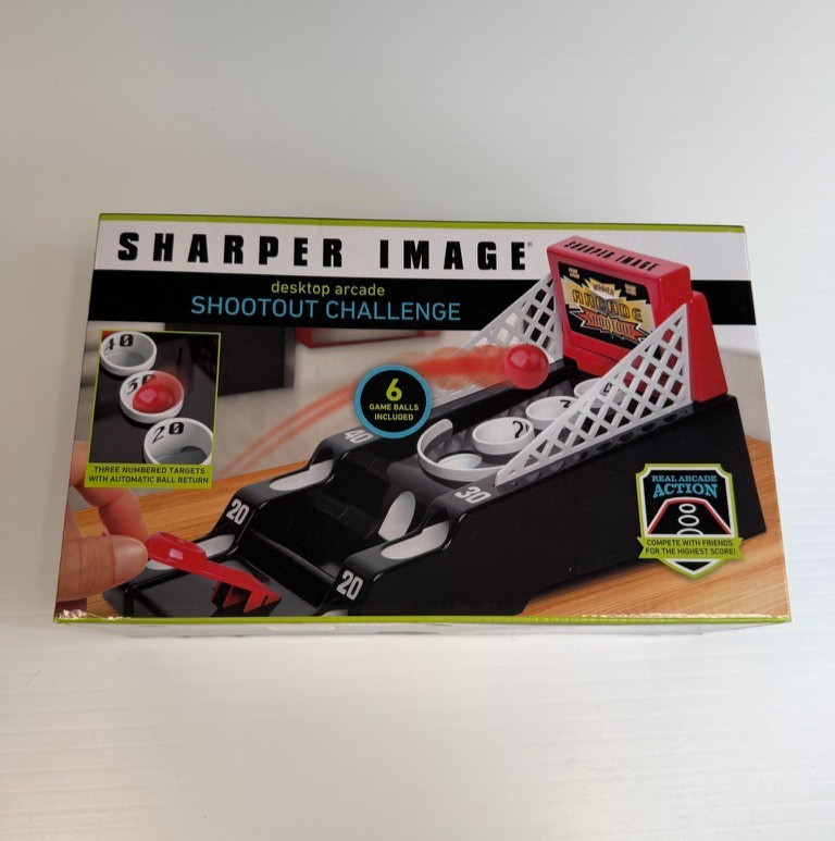Sharper Image Desktop Arcade Shootout Challenge Game Play Collect Work Party Ni