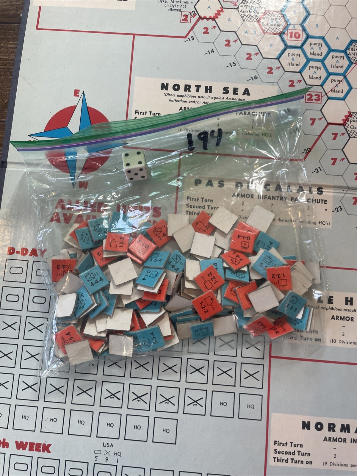 1961 D-Day World War II Invasion Board Game #508 Avalon Hill WWII Tactics II