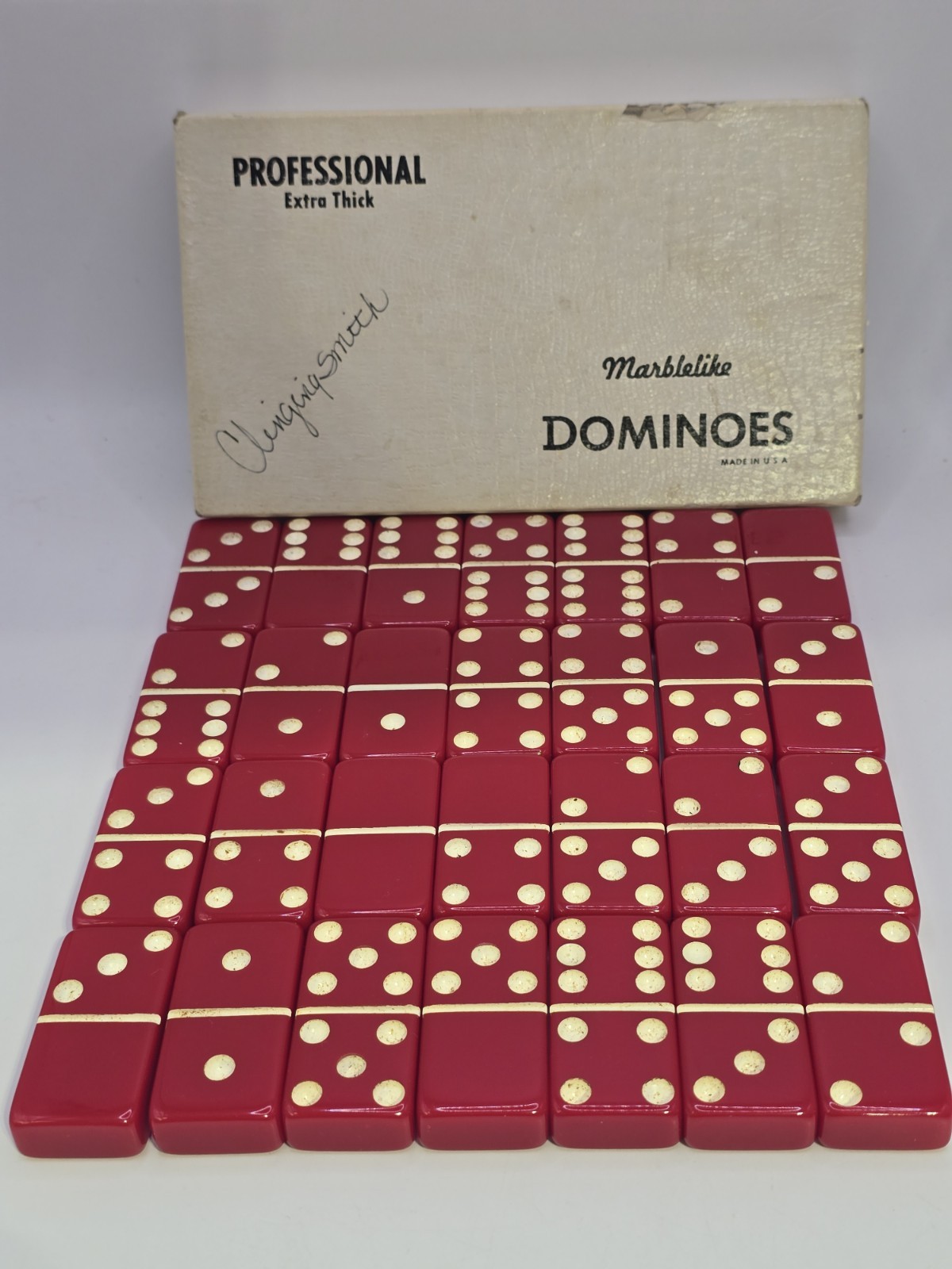 Puremco Professional Extra Thick Marblelike Dominoes Double 6 Red No. 816 USA