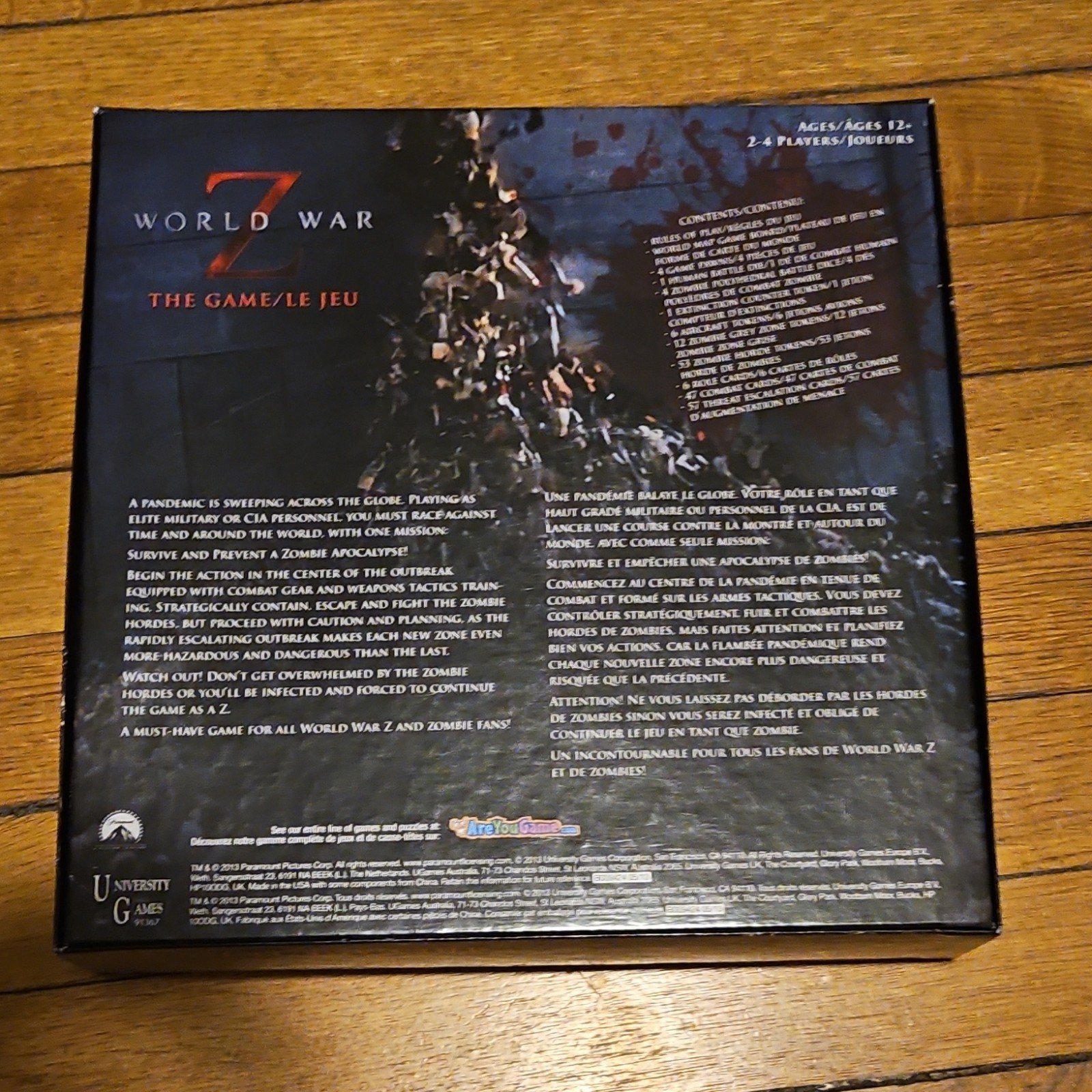 University Games World War Z The Game Board Game Ages 12+ 2-4 Players