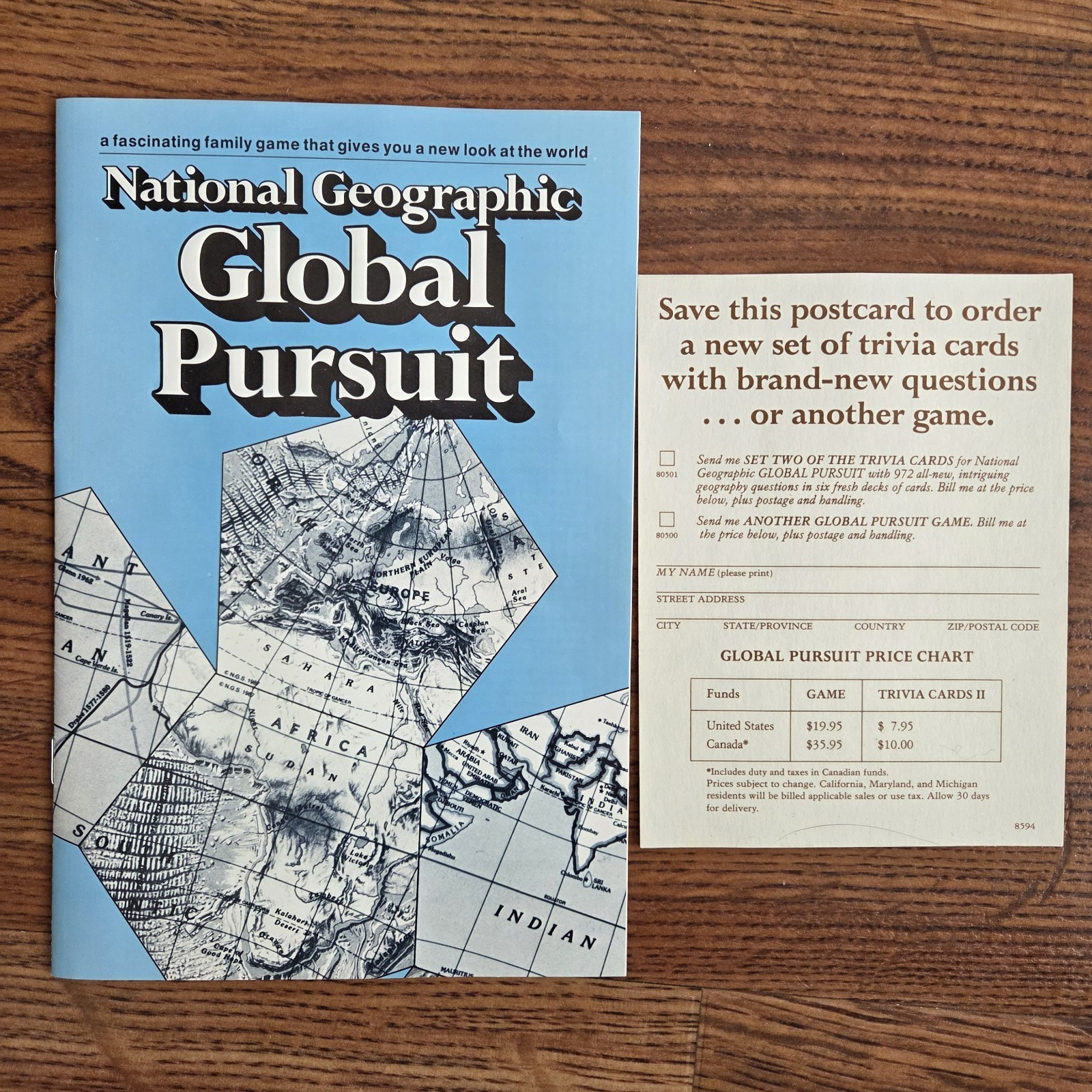 National Geographic GLOBAL PURSUIT Board Game 1987 Trivia Vintage COMPLETE
