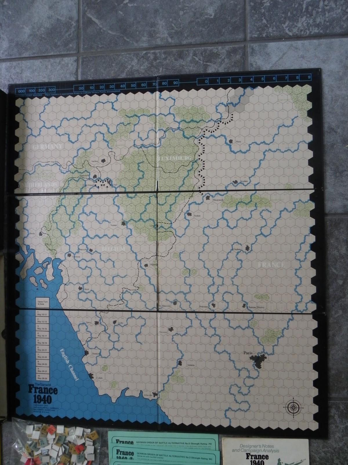 “France 1940” WWII Military Battle Game-Avalon Hill #840-1972-Nearly Complete
