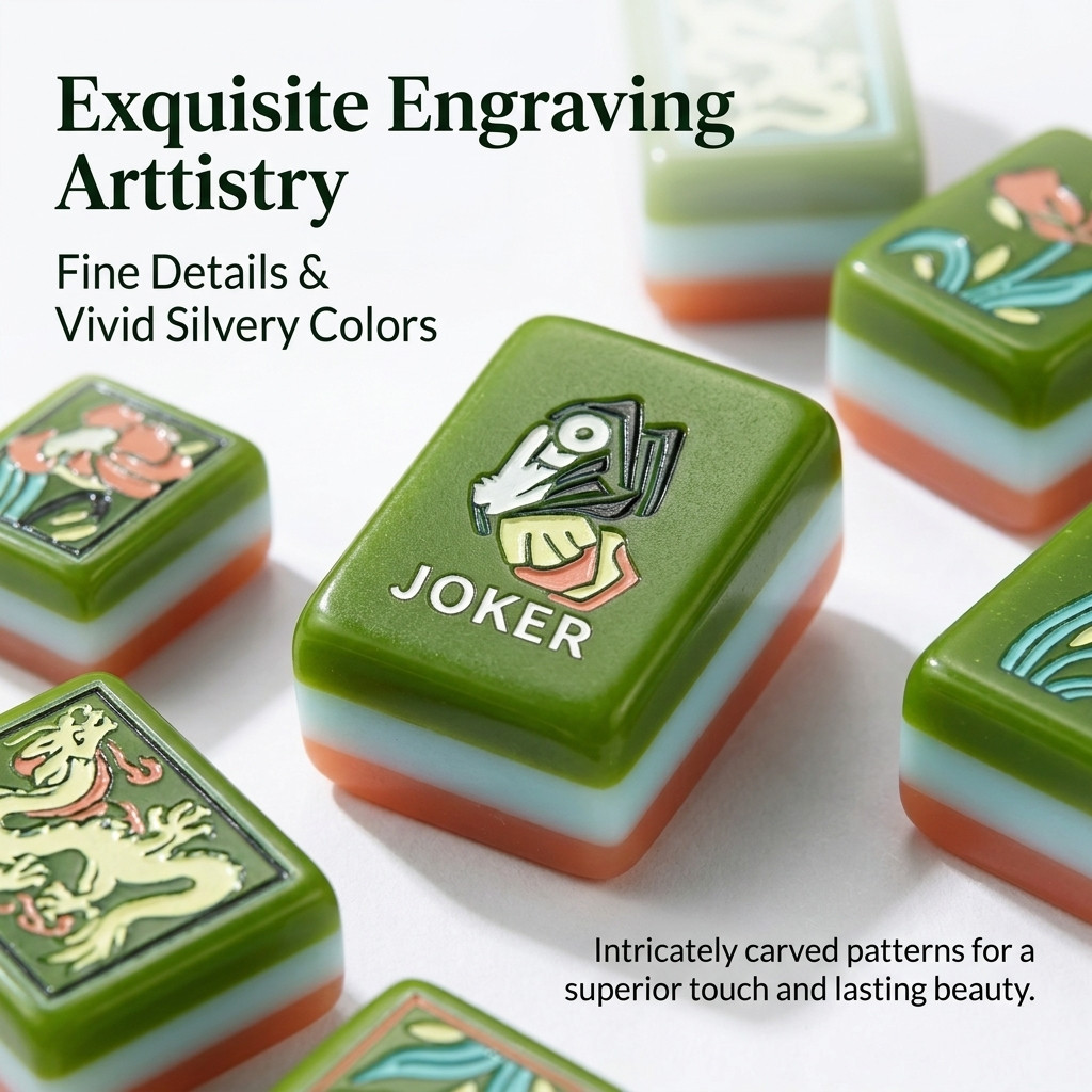 American Mahjong Set 160 Green Floral Acrylic Mahjong Tiles, US Stock
