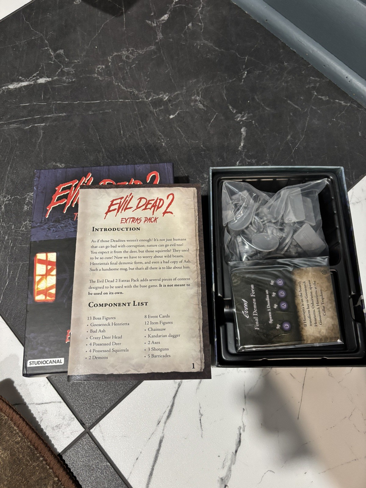 Evil Dead 2 The Board Game + Extras Pack + Combat Ash Promo Card Jasco Complete