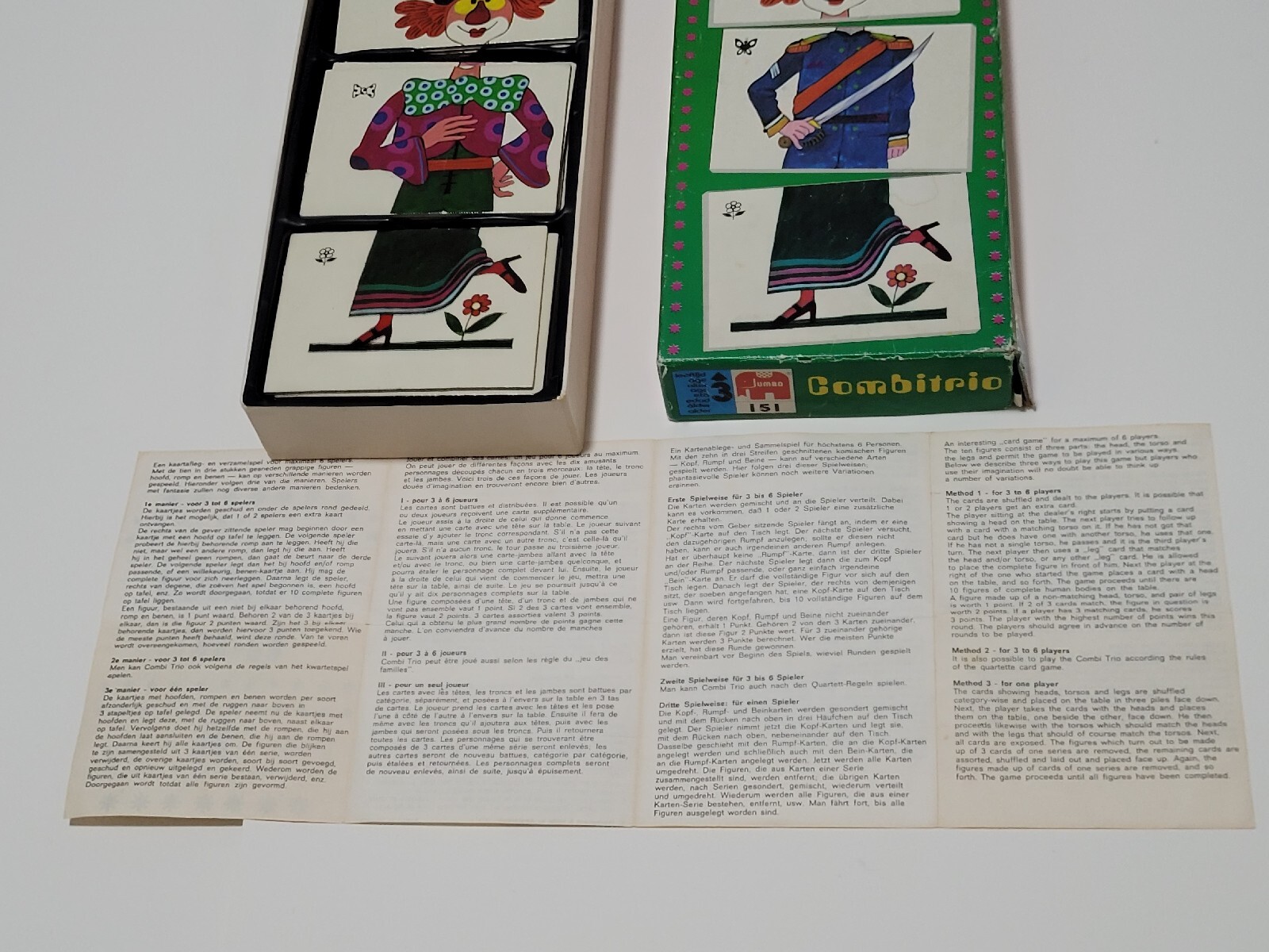 Vintage 1970’s Dutch COMBITRIO Card Game Combo Matching Head Body Legs 30 Cards