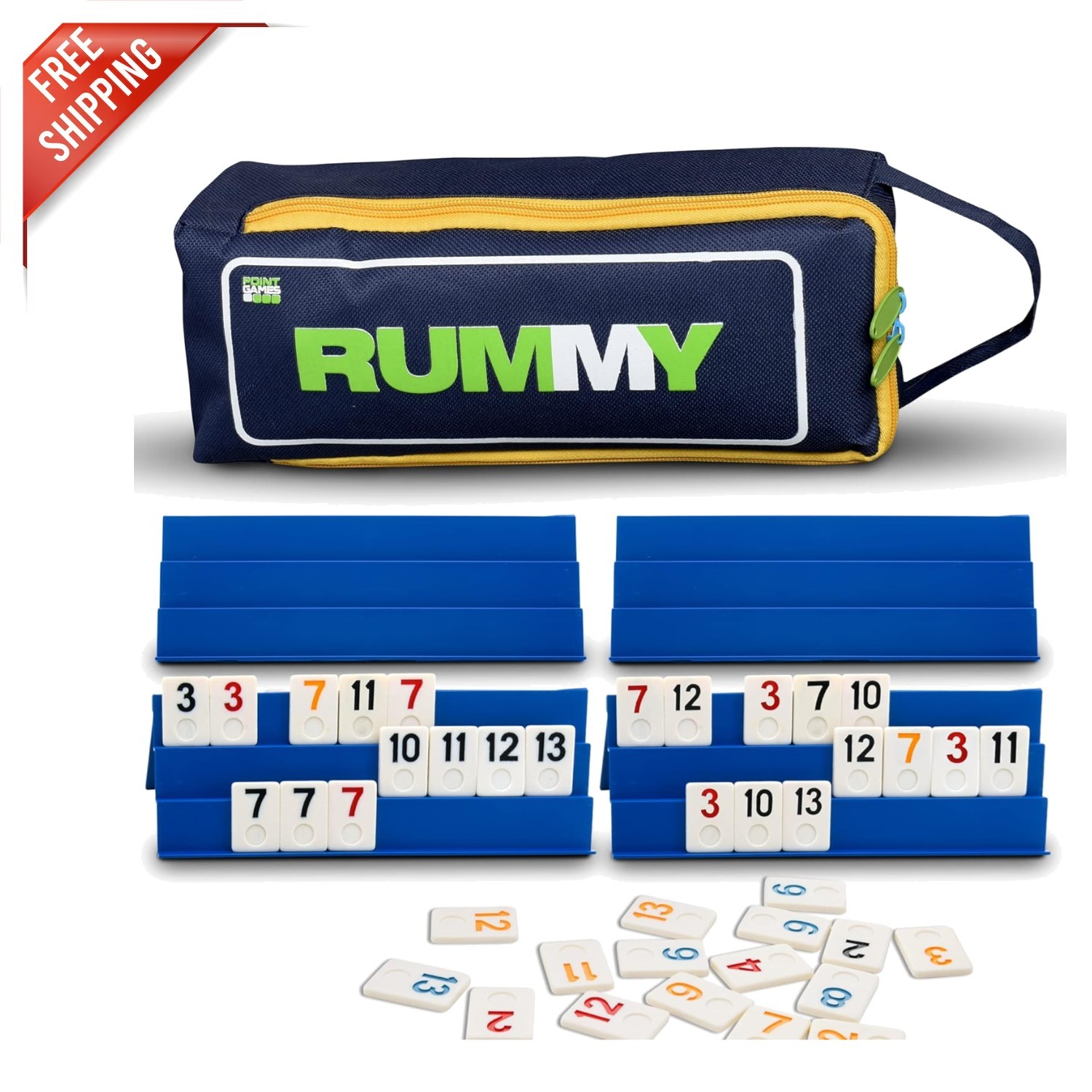 Classic Rummy Cube Game Set for 2-10 Players – Portable & Durable Canvas Bag