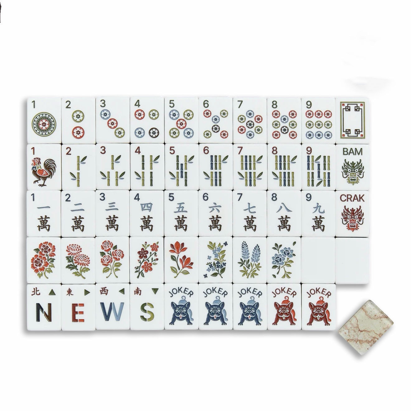 160 American Mahjong Tiles 4-Layer Acrylic Marble Pattern Engraved Set