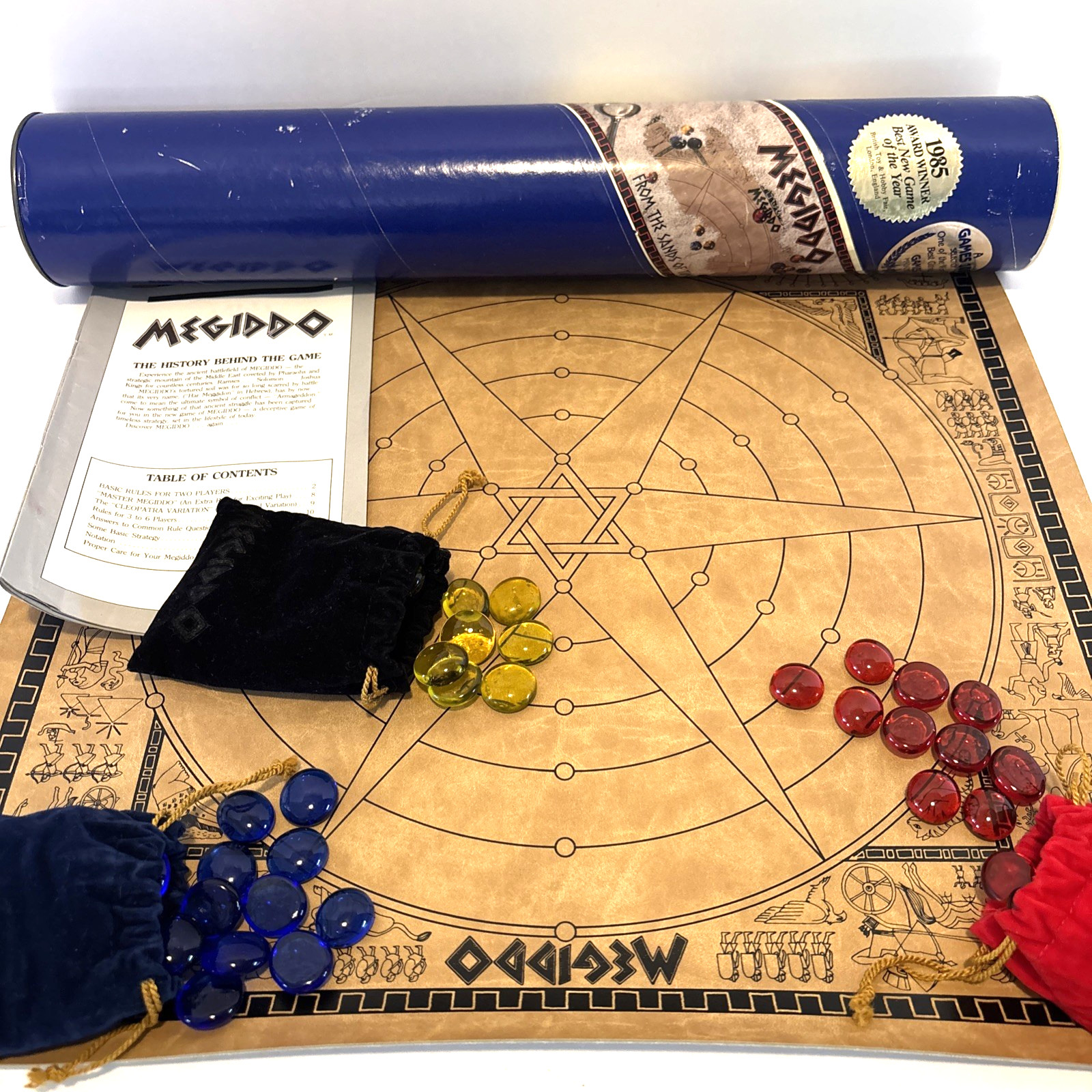 VTG Megiddo Strategy Board Game 1984 Award Winner Complete Tube Abstract Game