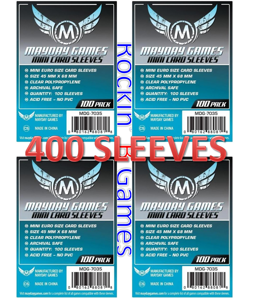 Mayday Games Mini Euro Card Sleeves 45MM X 68MM (4×100 Pk, 400 sleeves) MDG-7035