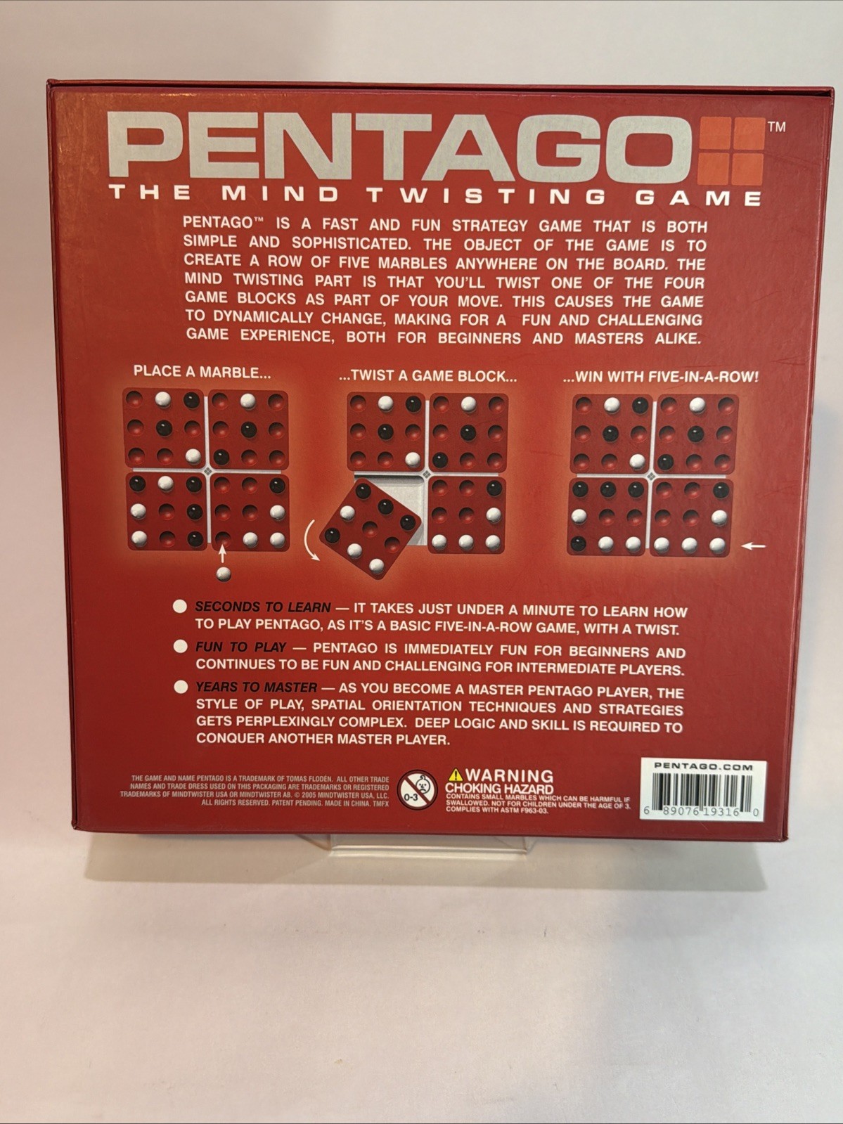 PENTAGO The Mind Twisting Game Ages 6 And Up Mind Twister 2005 Open Box New