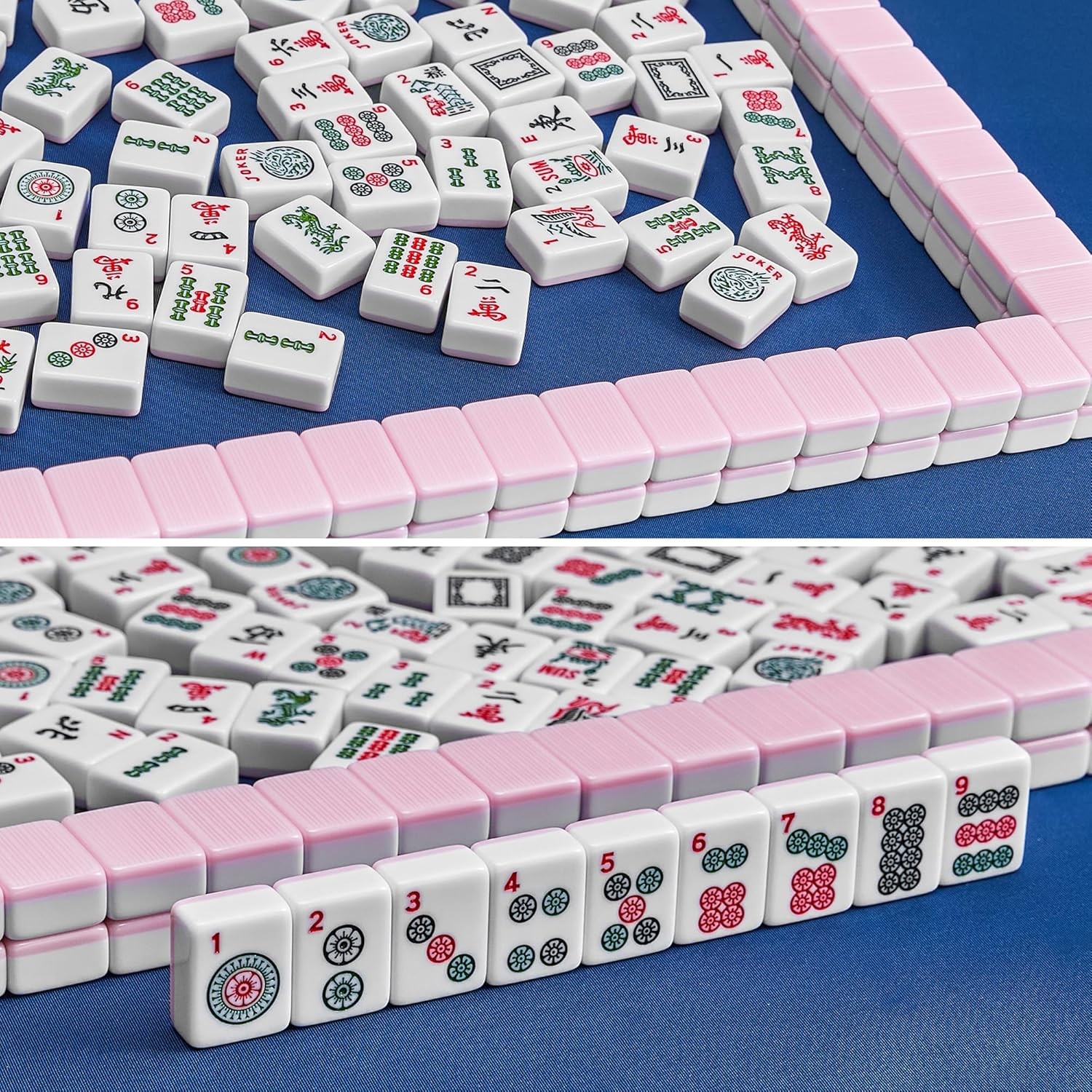 American Mahjong Tile Only, Mah Jong Set Complete with Golden Dices, 166 Blue Ti