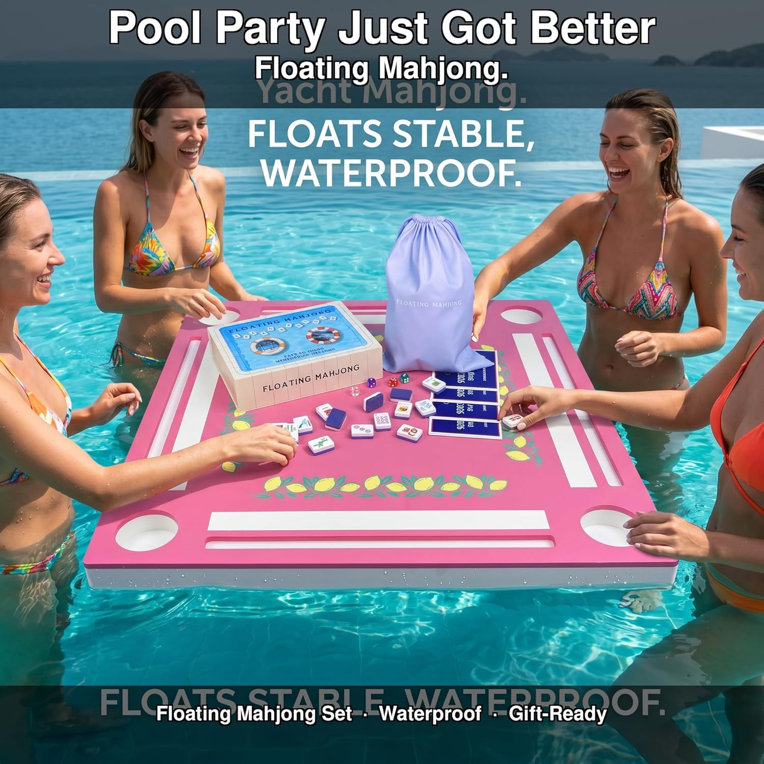 Floating Mahjong Tile Set for Pool,160 American Mahjong Tiles Waterproof EVA Foa