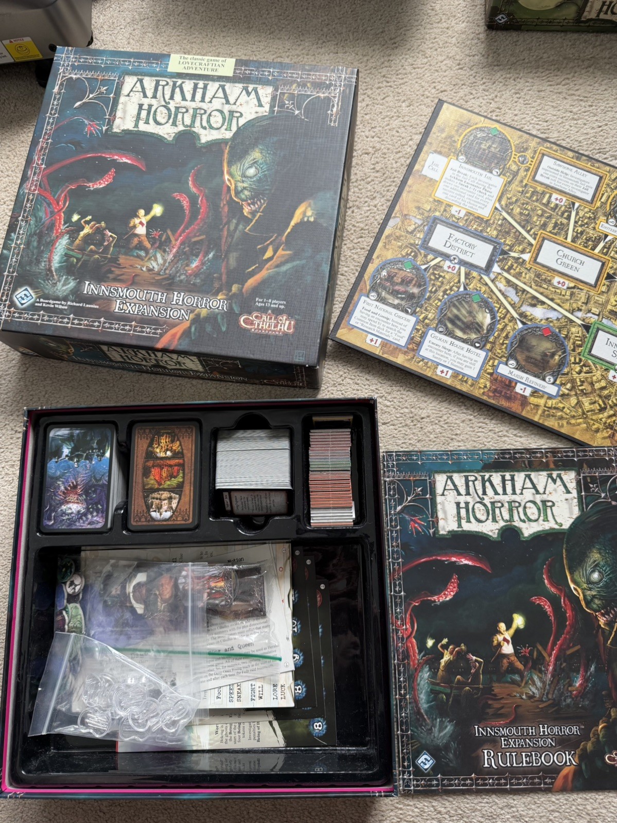 Arkham Horror 2nd Edition Board Game Lot – Base & 5 Expansions