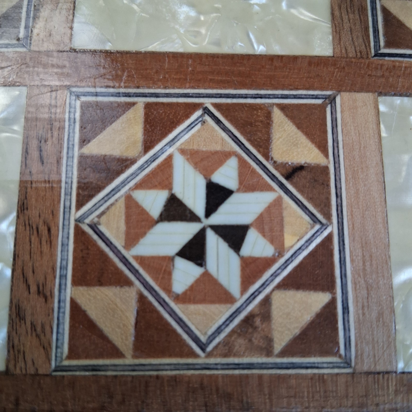 Mediterranean Backgammon & Checkers Set Marquetry Mother Of Pearl Inlay 20″