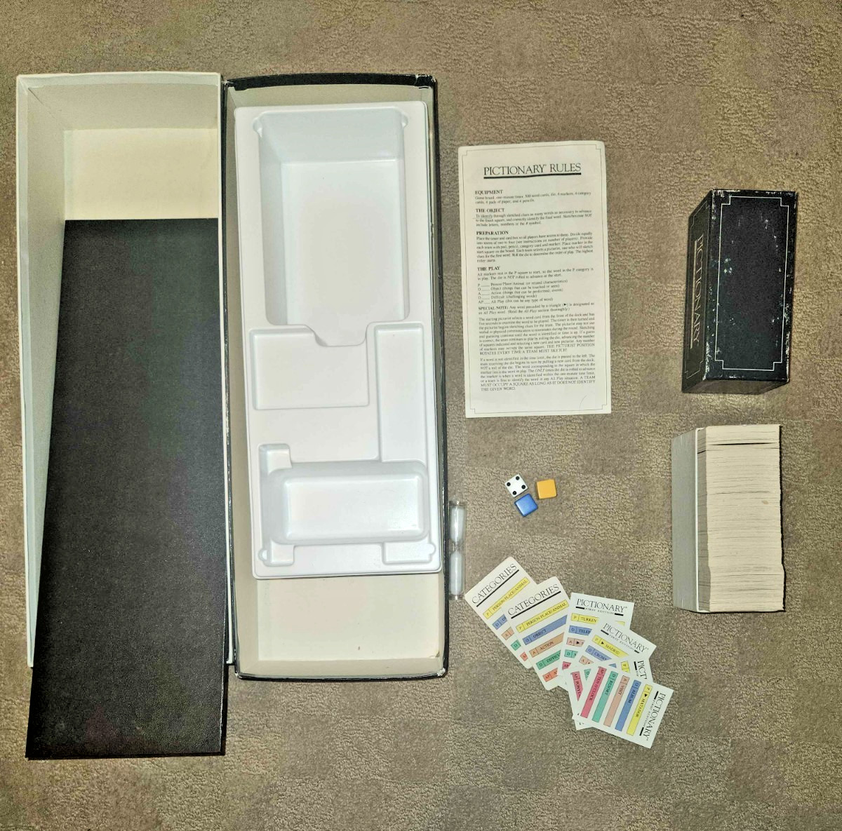 Pictionary 1985 First Edition Board Game Original Box Missing Pieces
