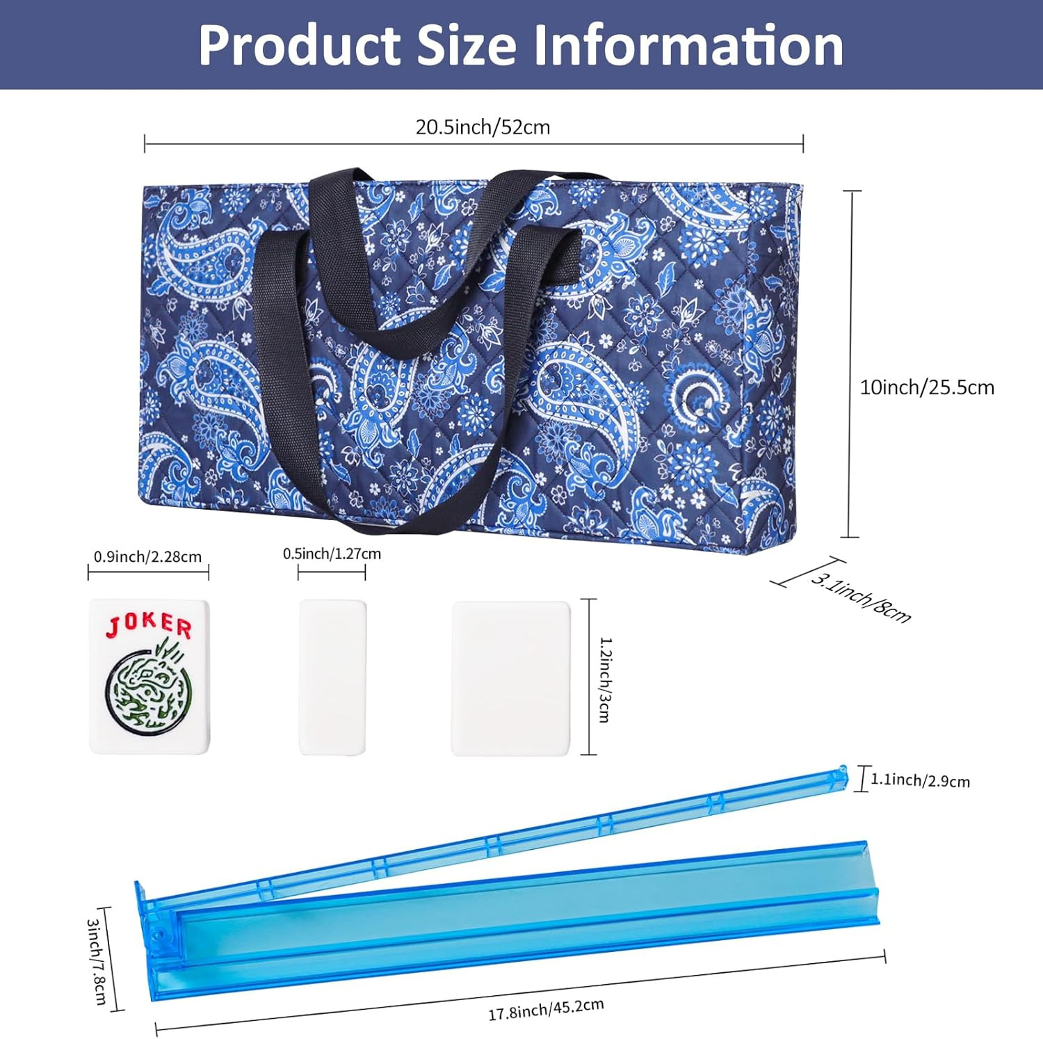 TIASUSAN American Mahjong Game Set, 166 White Tiles, Blue Printed Bag with Entir