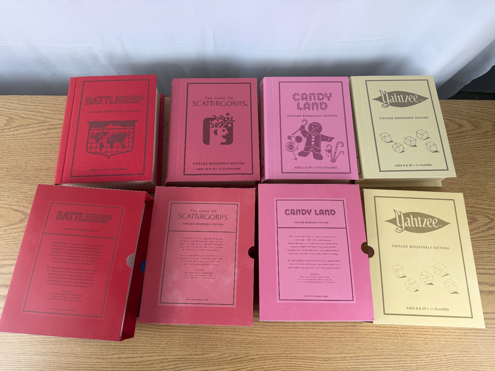 Battleship, Scattergories, Candy Land, Yahtzee Vintage Bookshelf Game Open Box