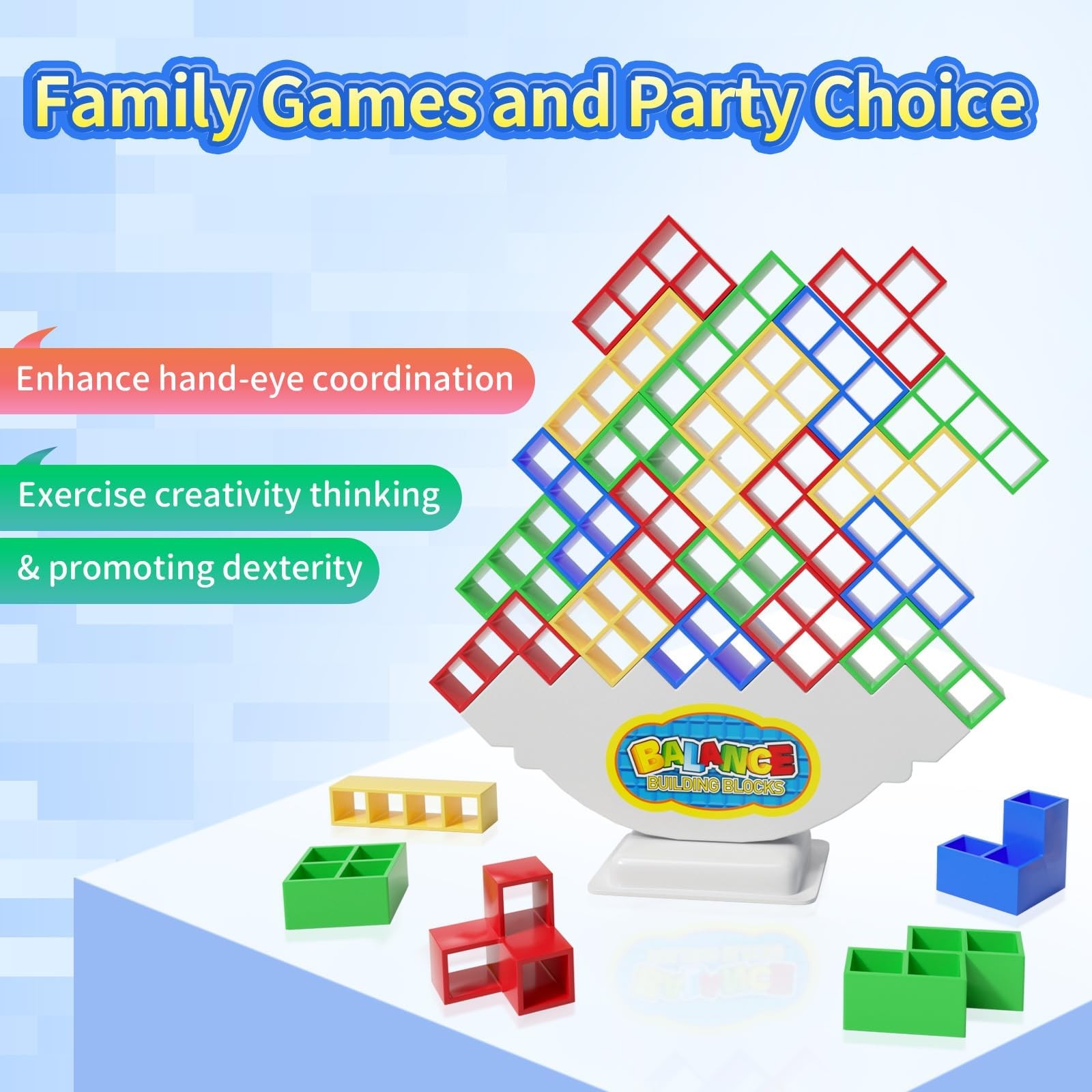 48 Pcs Game Gifts, Balance Stacking Blocks Game，Perfect for Family, Parties, …
