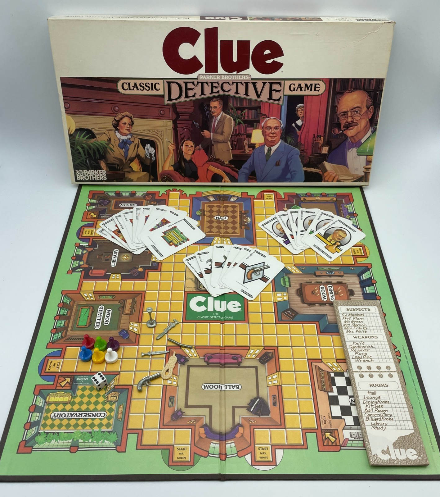 PARKER BROTHERS Clue Board Game Classic Detective Complete Vintage 1986 USA