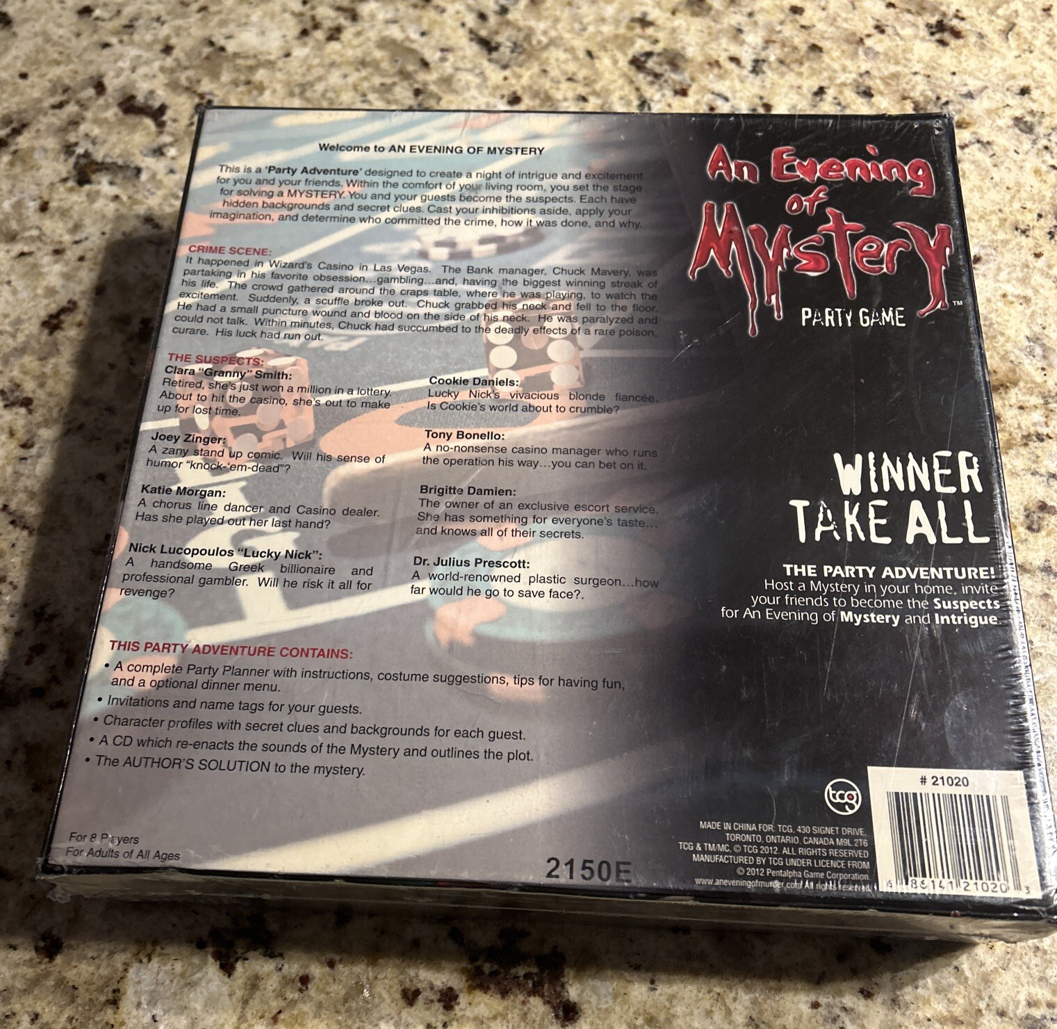 An Evening of Mystery Party Game Winner Take All 8 Adult Players