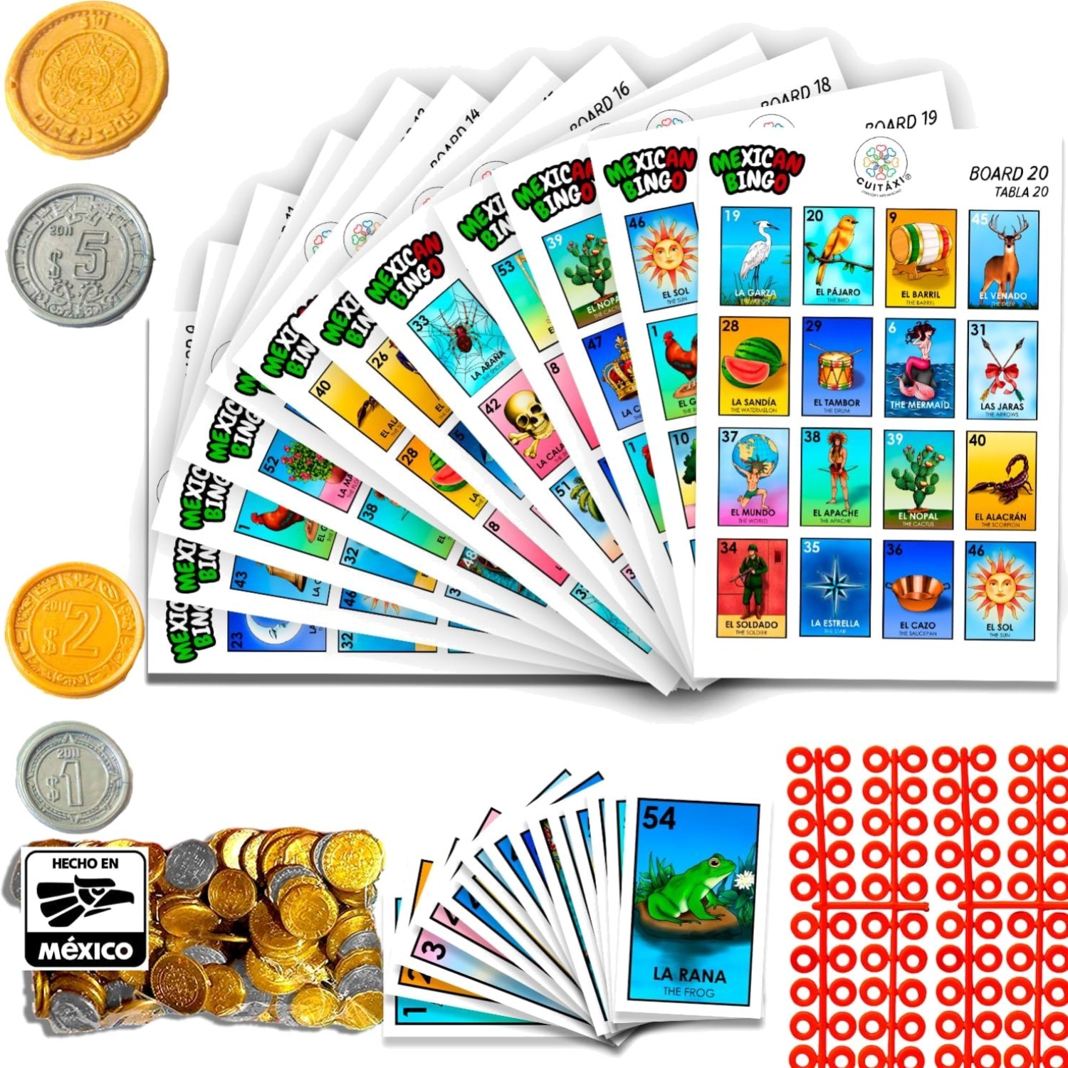 Vibrant Cuitáxi Mexican Bingo Game – 20 Players, Made in Mexico for Endless Fun