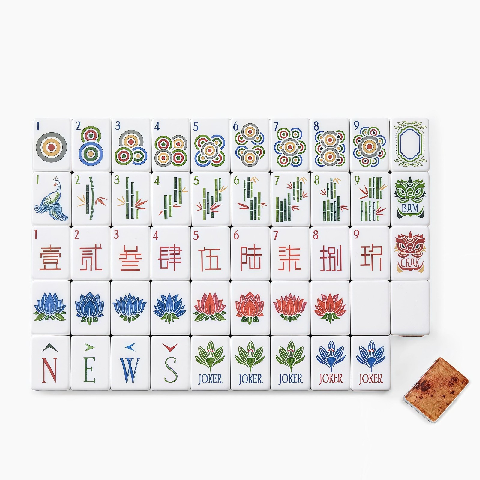 Engraved American Mahjong Tiles set ,160 wood grain/ green layered del 7/22