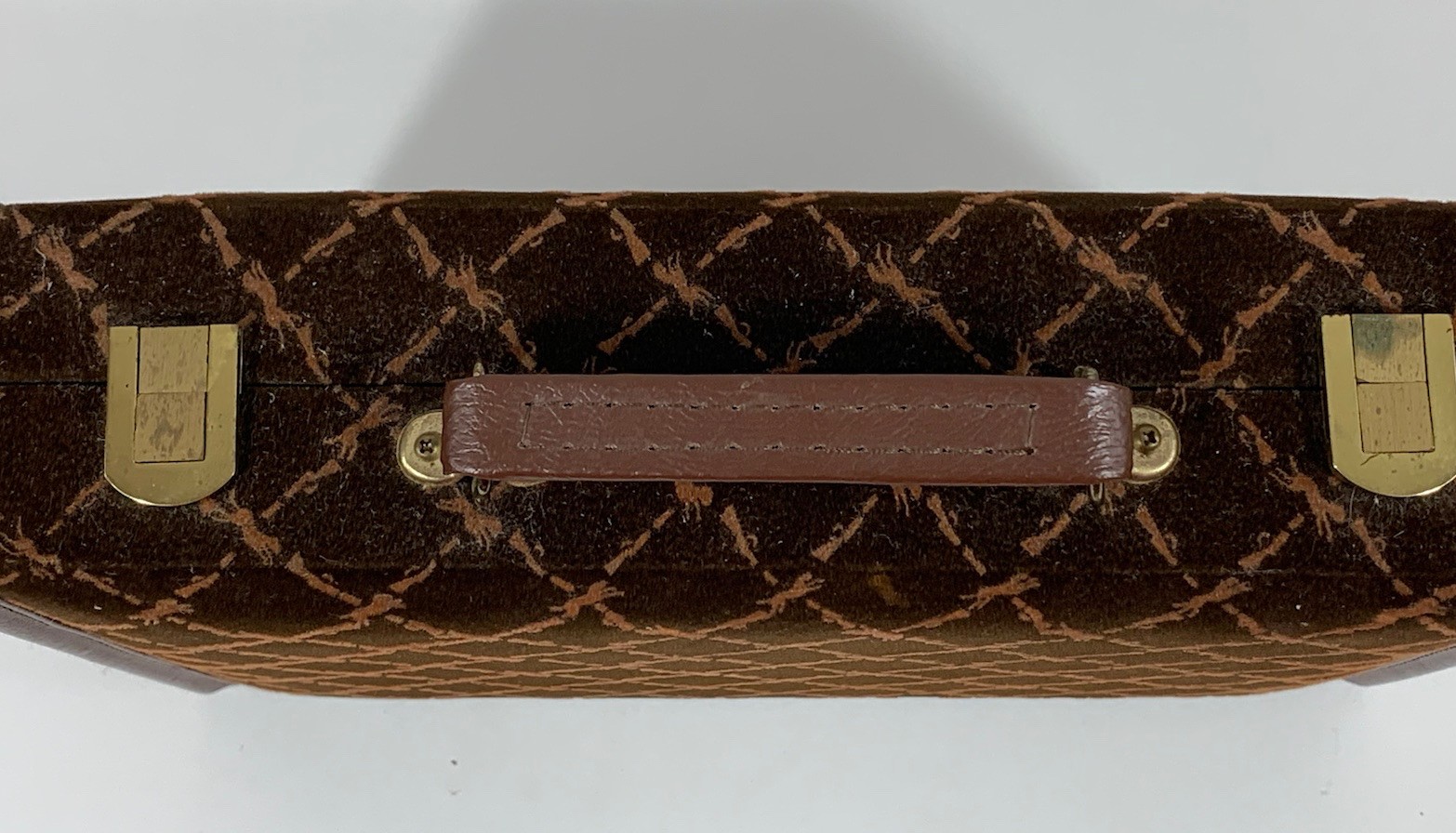 VTG Aries Of Beverly Hills Rare Longchamp Brown Velvet Travel Backgammon Set