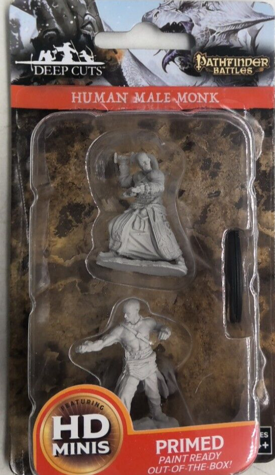 PATHFINDER BATTLES DEEP CUTS MINIATURE BRAND NEW ~ HUMAN MALE MONK HD