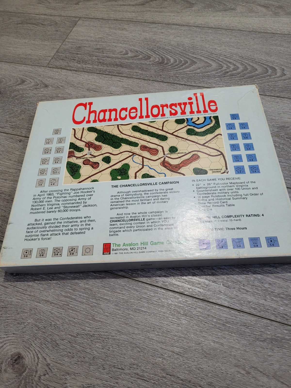 Avalon Hill – CHANCELLORSVILLE Game – American Civil War (Punch) 2nd Ed Thin Box