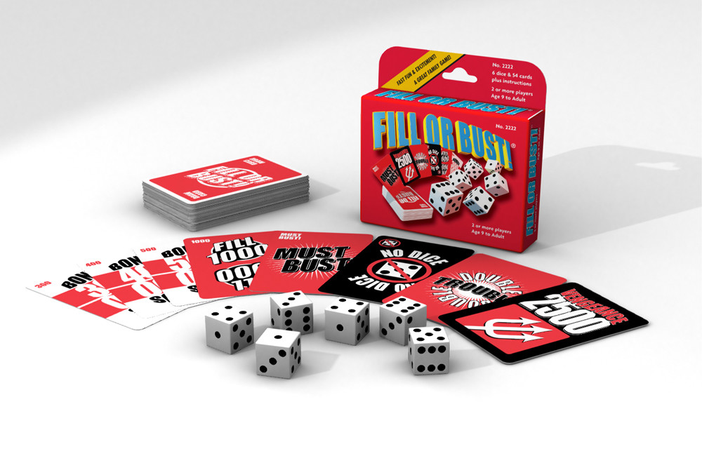 Fill Or Bust Dice Card Game Bowman Games 2222 Family Party Fast Press Your Luck