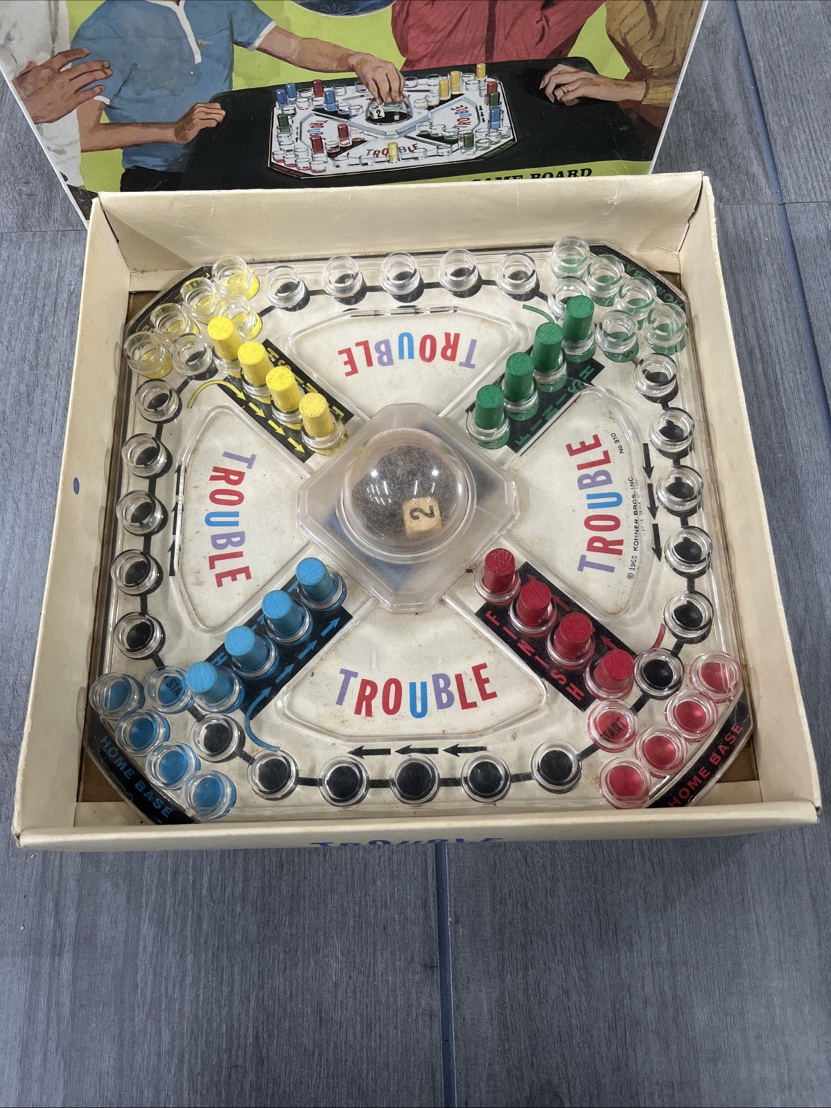 Vintage Trouble Board Game 1965 Complete With Original Pieces And Box (No Bag)
