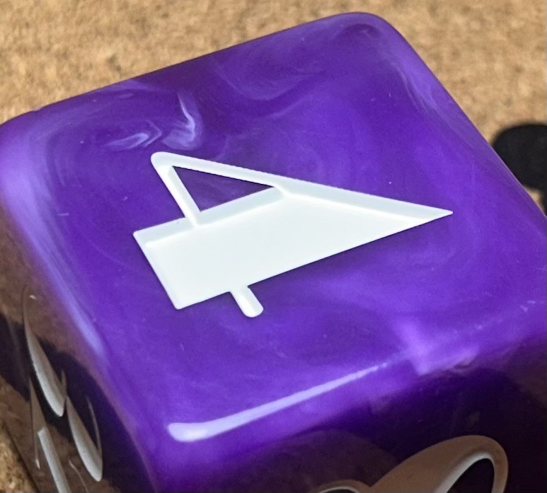 1.5” Marbled Purple Backgammon Doubling Cube with Art Deco Engraving