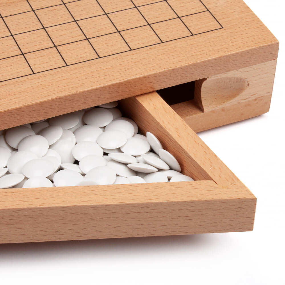 12-Inches Wooden Go Board Game Set with Drawers, Goban Game Board with Stones