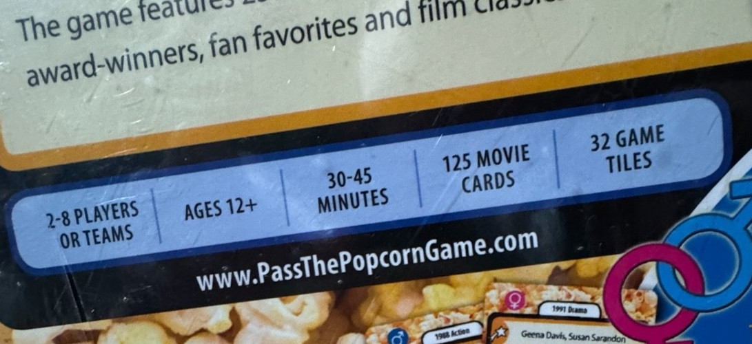 Pass The Popcorn Game -Fast Paced Movie Trivia Party Game