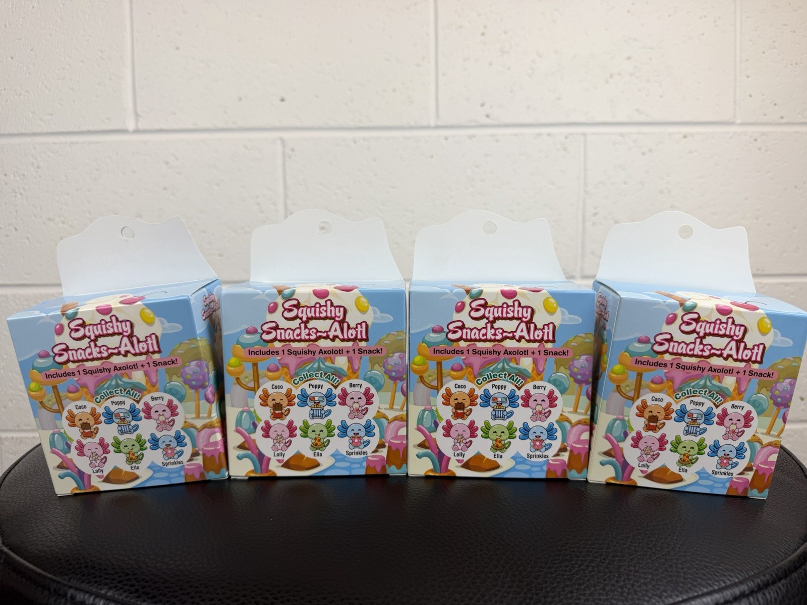 Squishy Snacks-Alotl Collectible Fidget Toy Set Multicolor Assorted Lot of 4