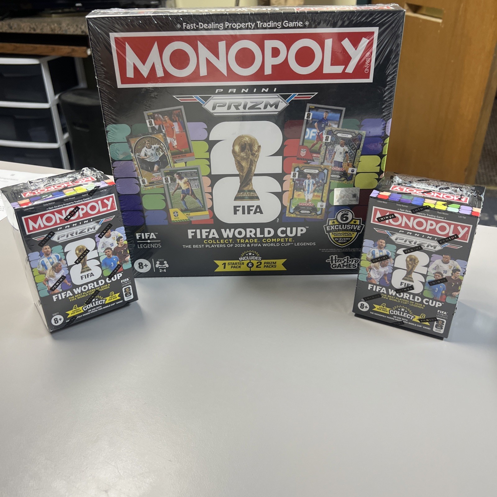 Monopoly Panini: Prizm FIFA World Cup Board Game (2026)- 2 BOOSTER BOX INCLUDED