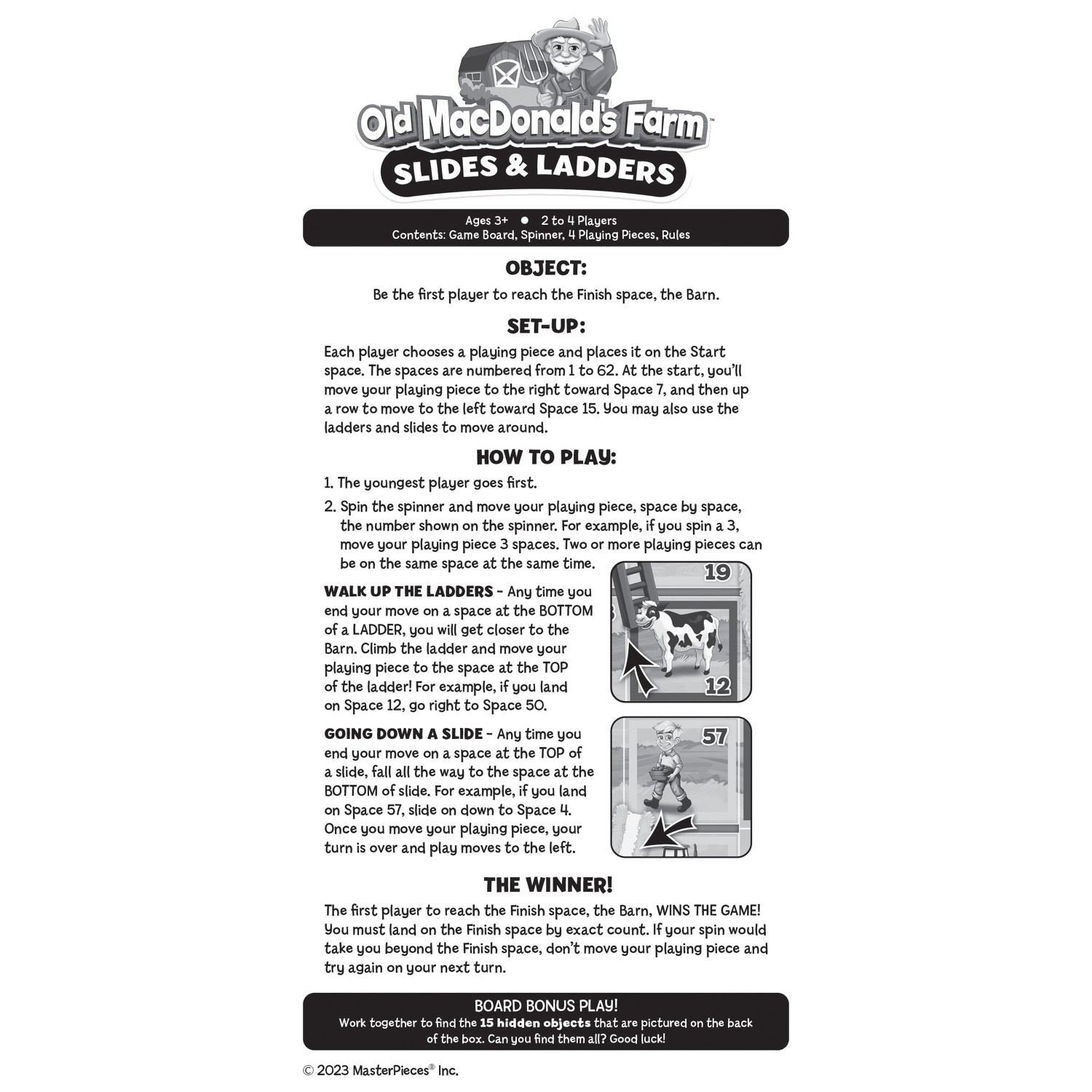 MasterPieces – Old MacDonald’s Farm – Slides & Ladders Board Game