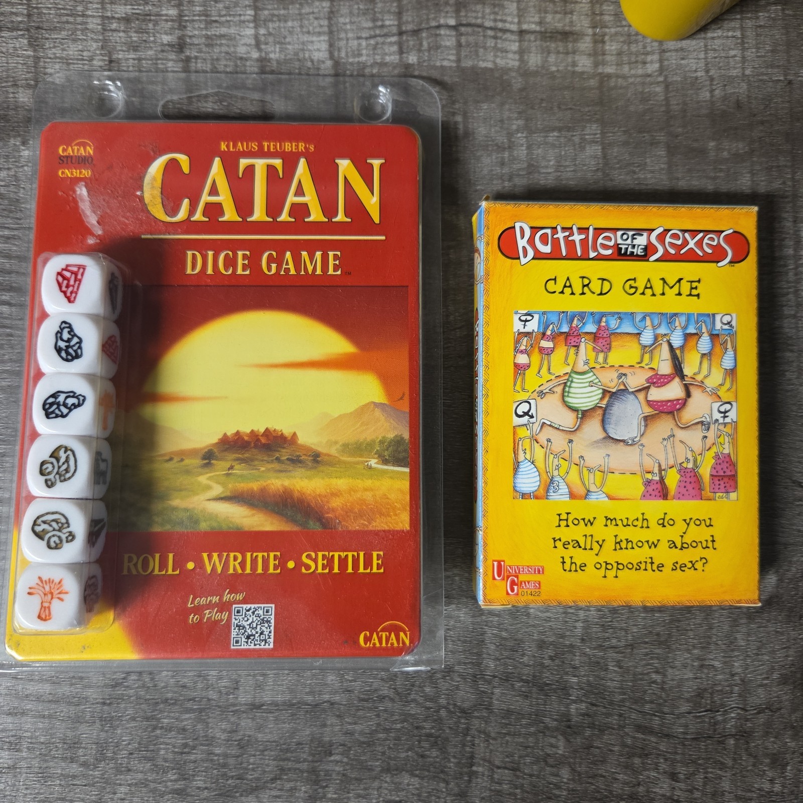 5 party games lot – Cards Against Humanity Catan dice Cinephile Battle of Sexes
