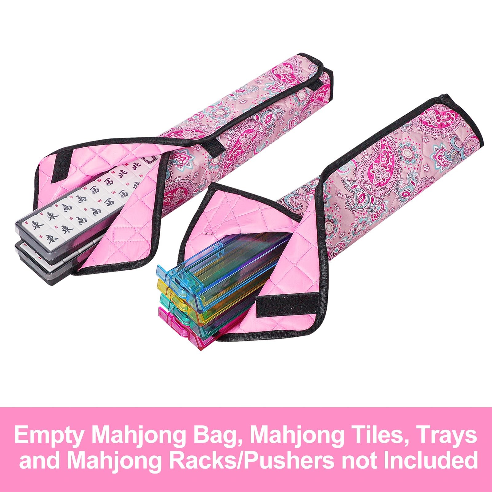 Empty Mahjong Bag, Pink Printed American Mahjong Bag with Two Wrappers (Case …
