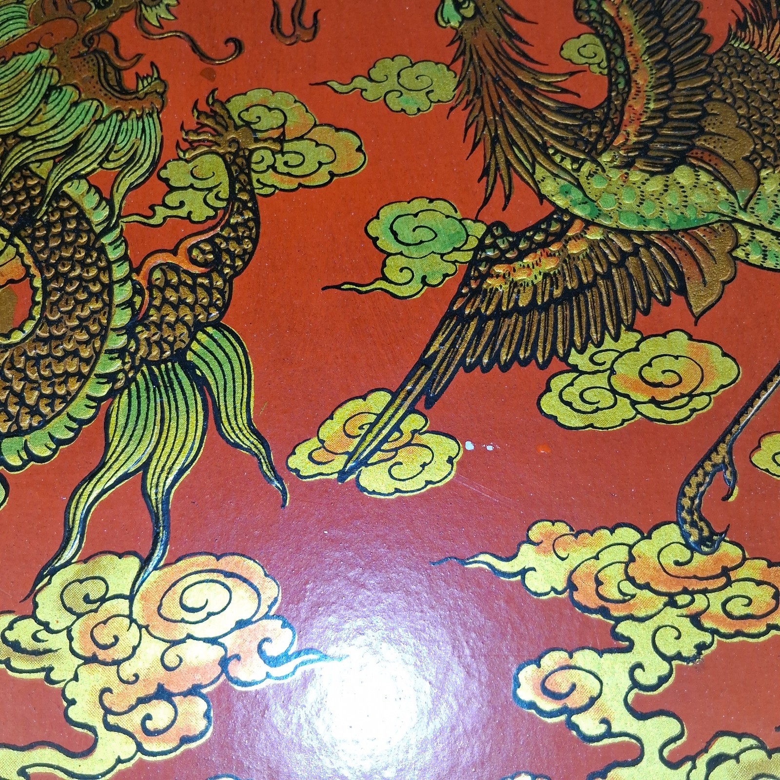 Vintage Chinese Dragon Phoenix Multi Game Chest Chess Backgammon Go Complete 16″